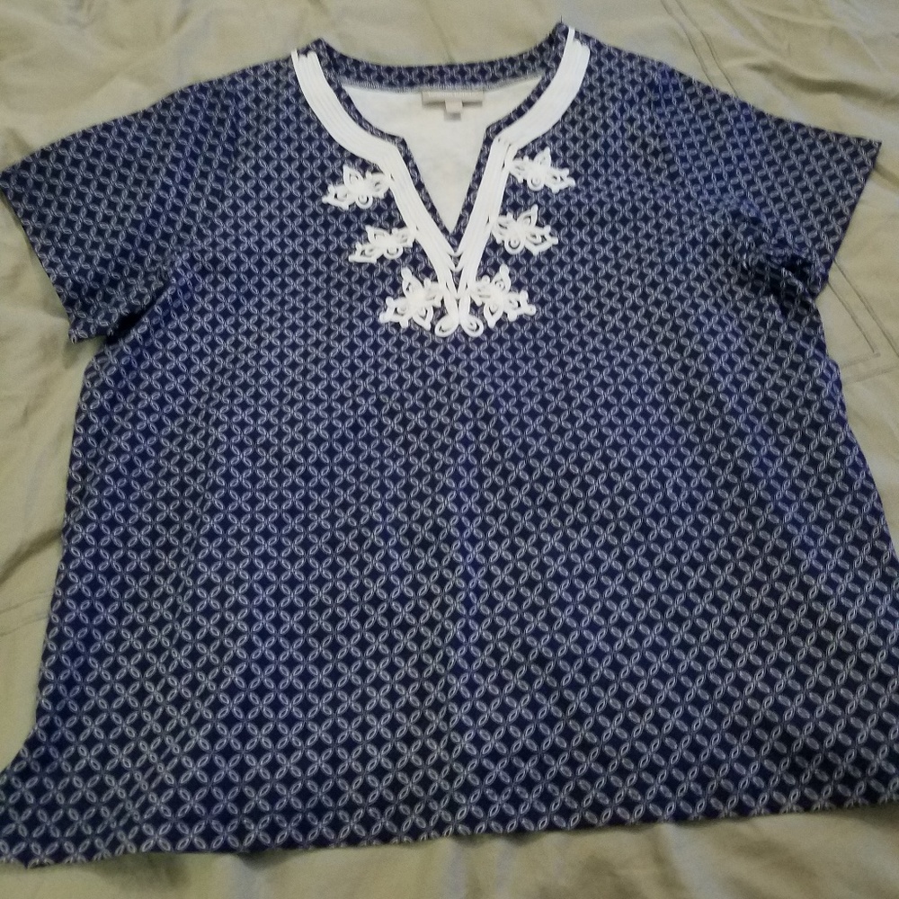 Never worn navy and white woman within top